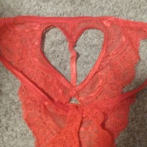 NWOT Sexy Red Crotchless Lace Panties Sz S